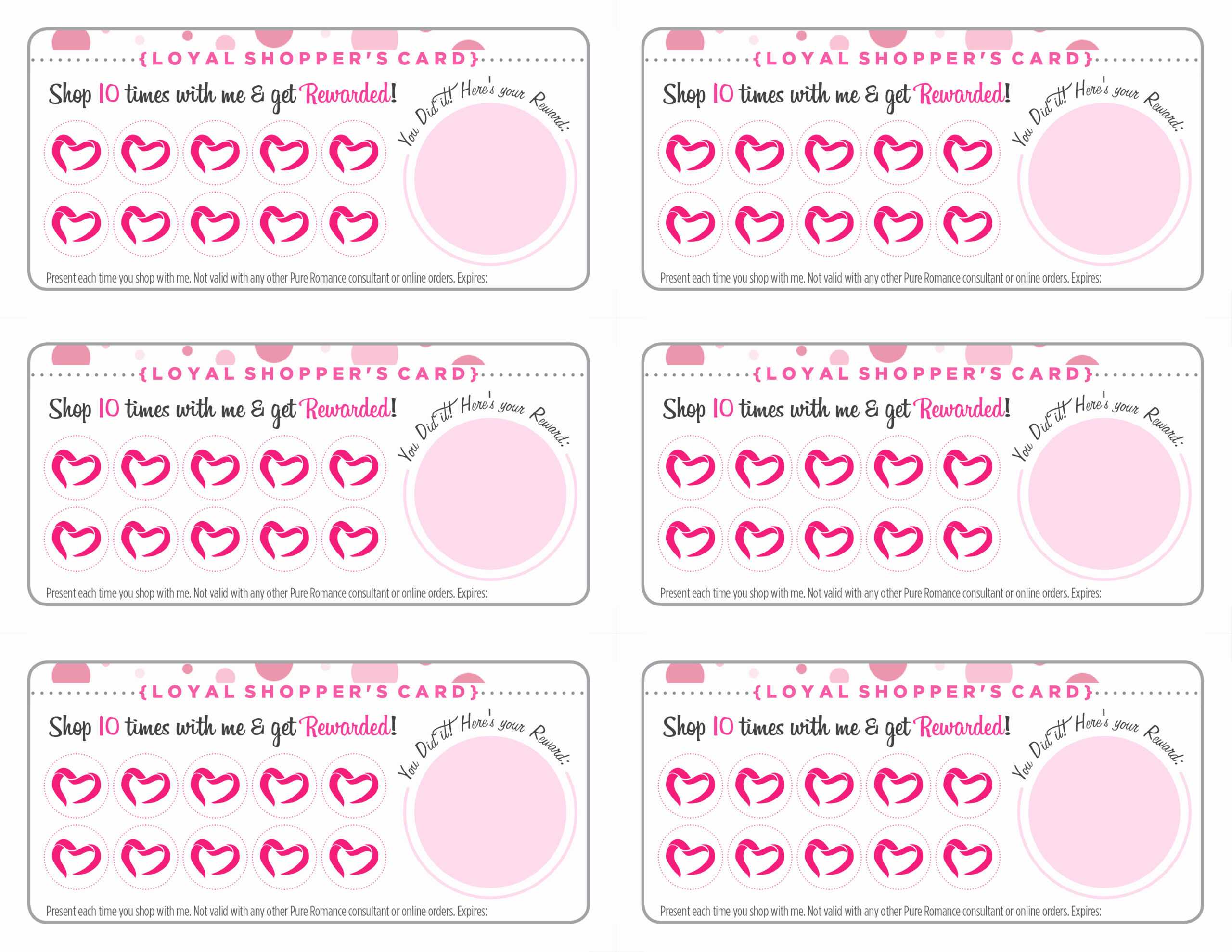 Free Printable Loyalty Card Template And Pure Romance With Customer Loyalty Card Template Free