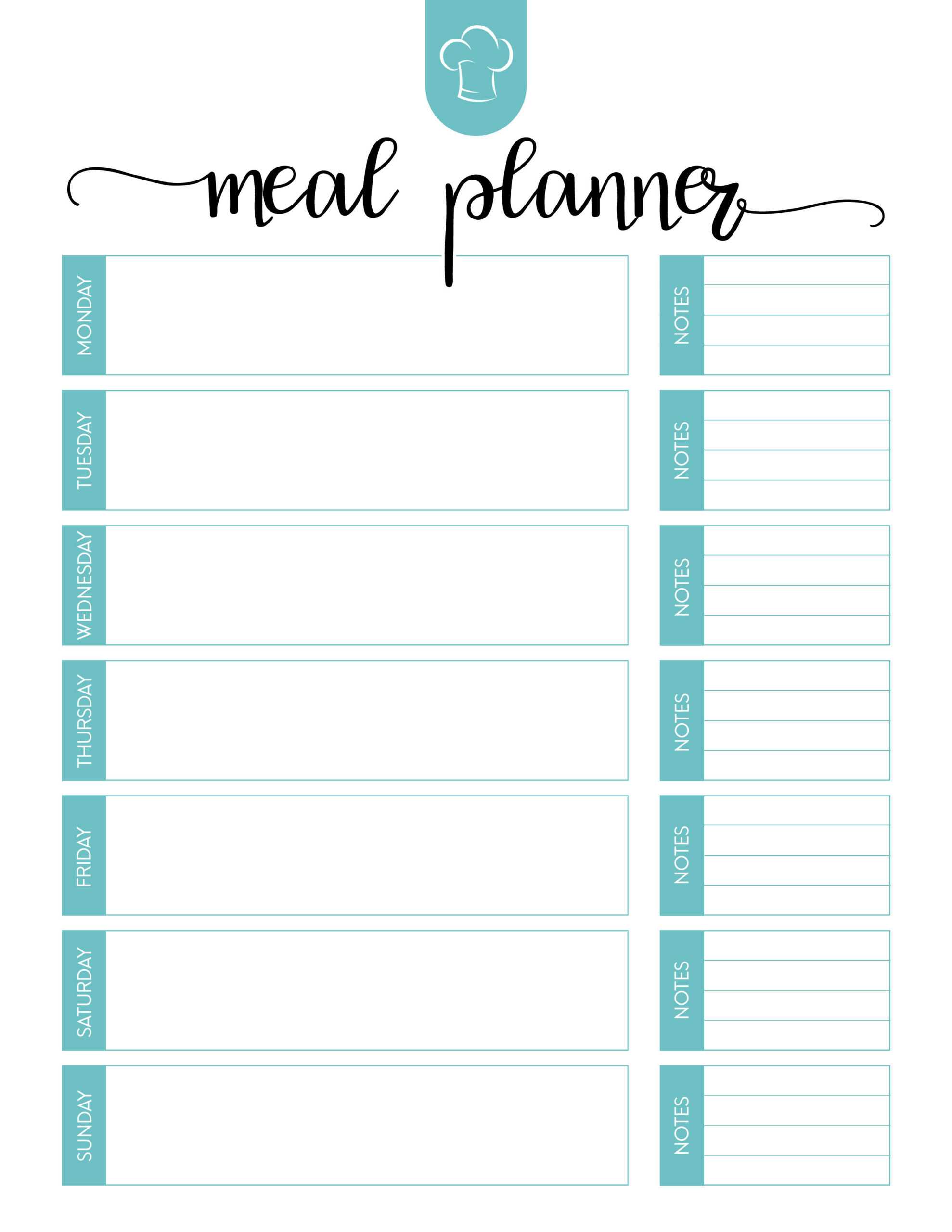 Free Printable Meal Planner Set – The Cottage Market With Regard To Blank Meal Plan Template