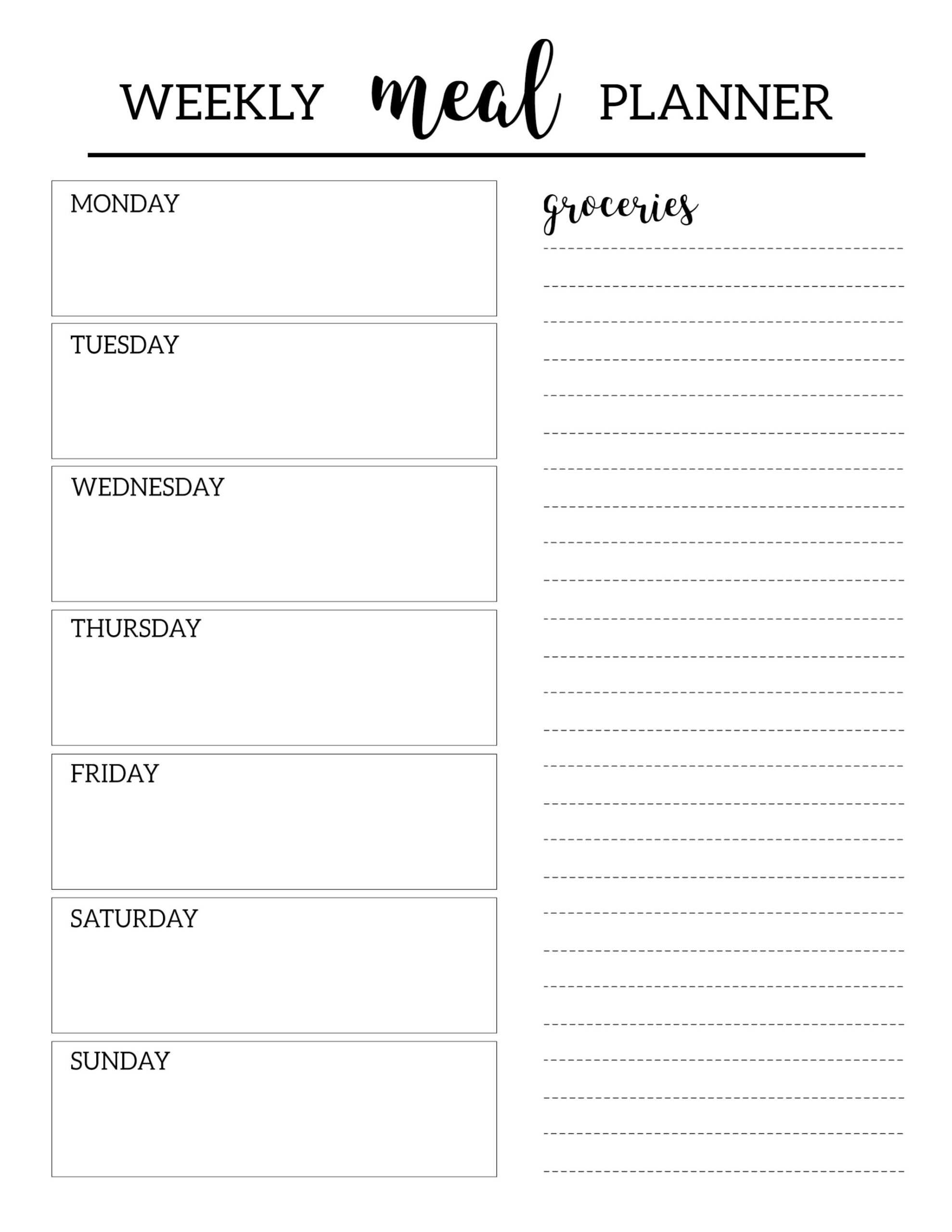 Free Printable Meal Planner Template | Meal Planner Template Within Blank Meal Plan Template