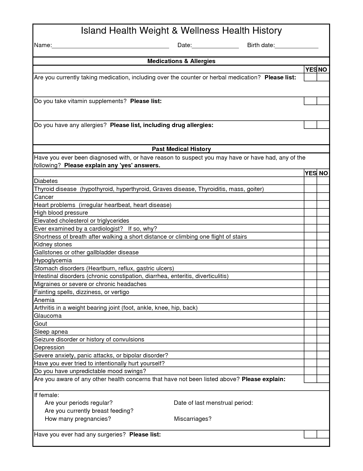 Free Printable Medical History Forms Template Family In Medical History Template Word