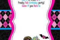 Free Printable Monster High Birthday Invitations | Monster in Monster High Birthday Card Template