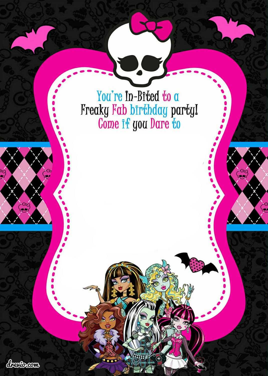Free Printable Monster High Birthday Invitations | Monster In Monster High Birthday Card Template