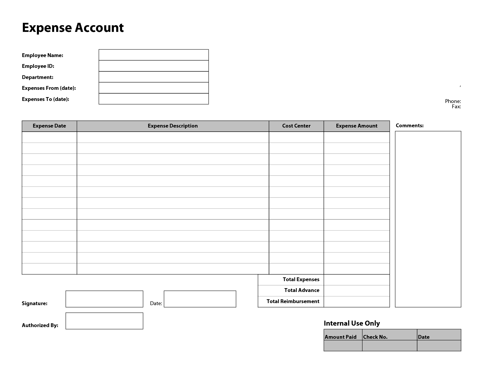 Free Printable Monthly Employee Expense Report Template With Throughout Microsoft Word Expense Report Template