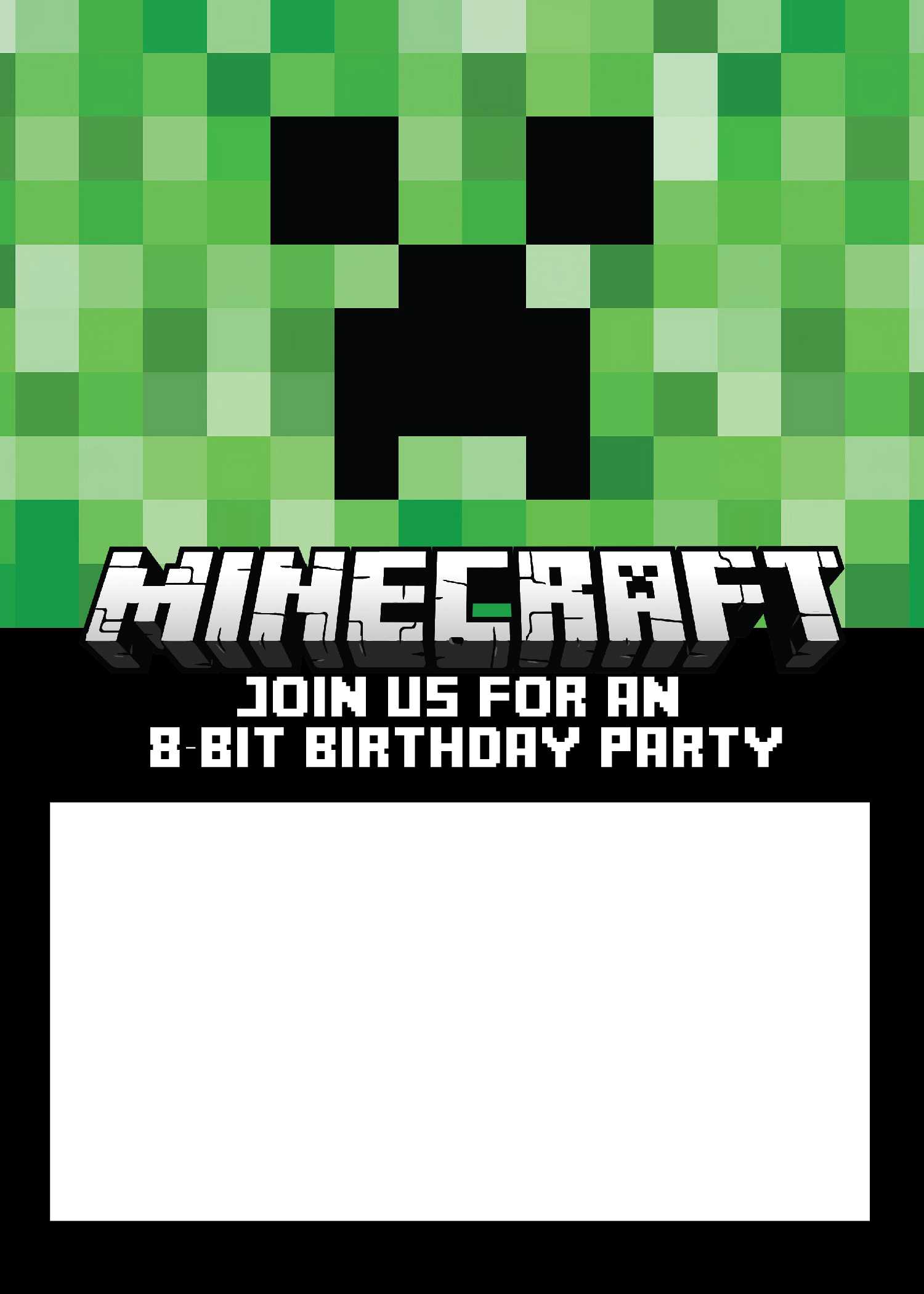 Free Printable Online Invitations Invitation Card Maker Pertaining To Minecraft Birthday Card Template