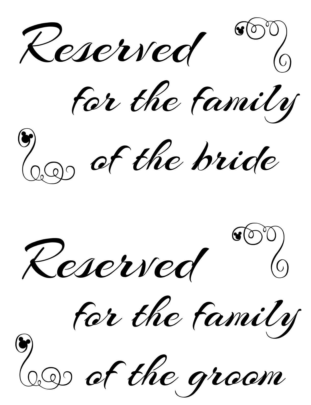 Free Printable Reserved Seating Signs For Your Wedding In Reserved Cards For Tables Templates