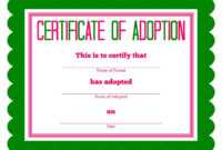 Free Printable Stuffed Animal Adoption Certificate intended for Toy Adoption Certificate Template