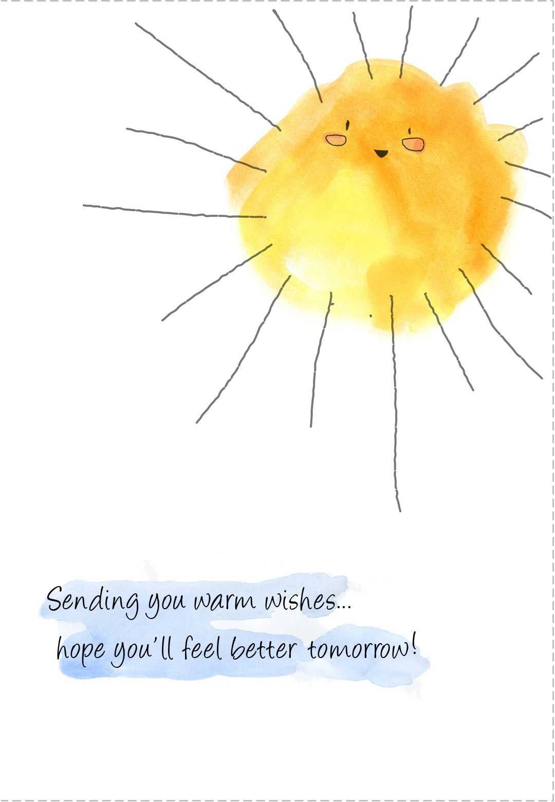 Free Printable Sunshine Greeting Card. Great For Student For Get Well Card Template