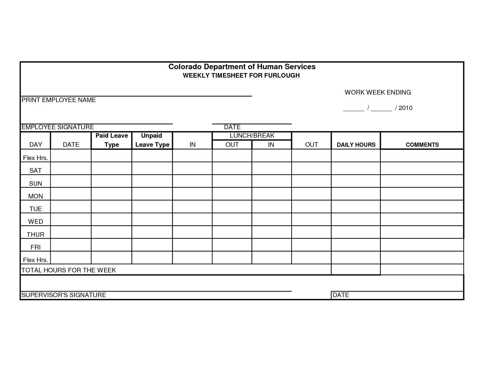 Free Printable Time Sheets Forms | Furlough Weekly Time Intended For Weekly Time Card Template Free