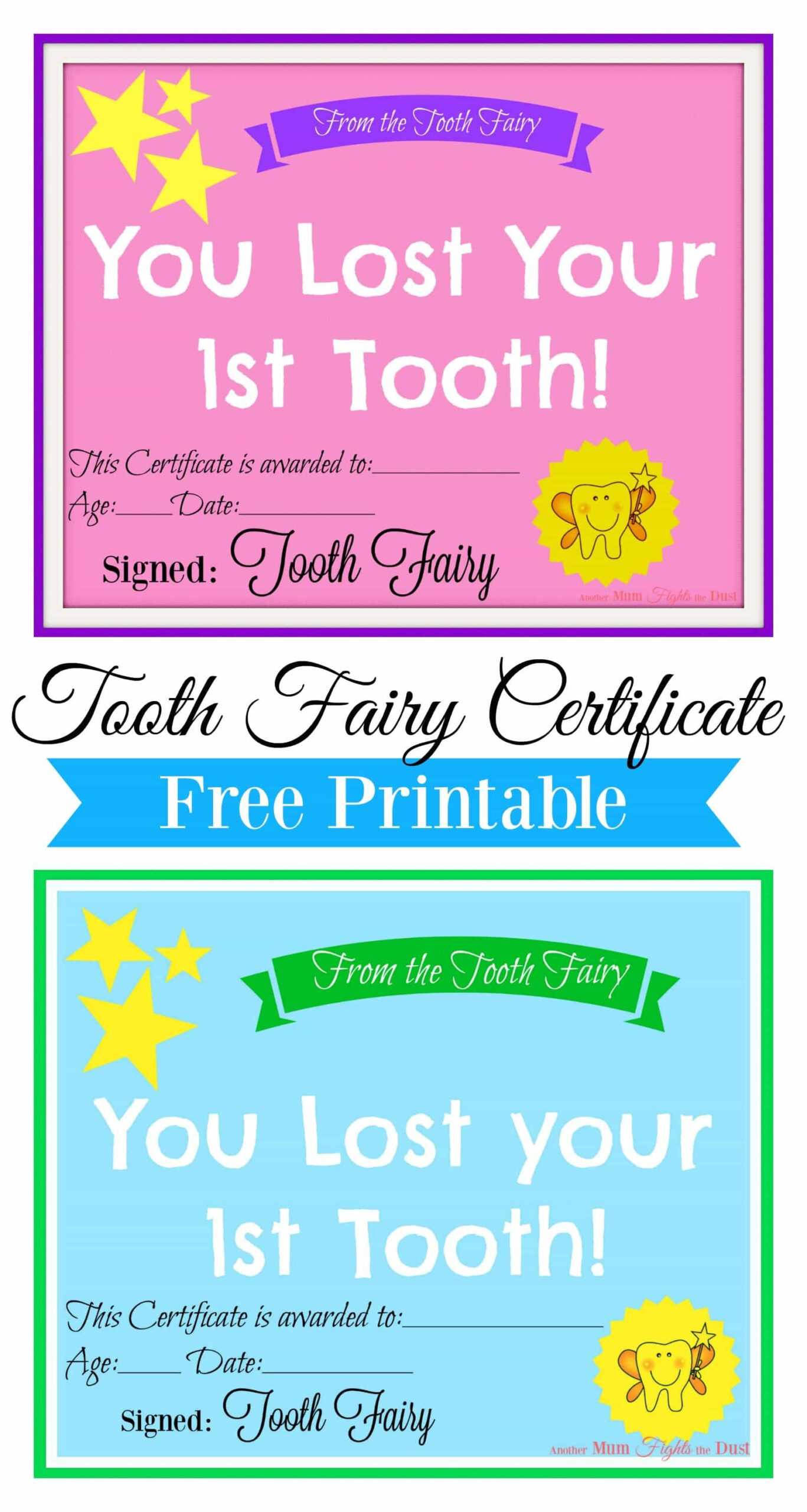 Free Printable Tooth Fairy Certificate | Tooth Fairy Intended For Free Tooth Fairy Certificate Template