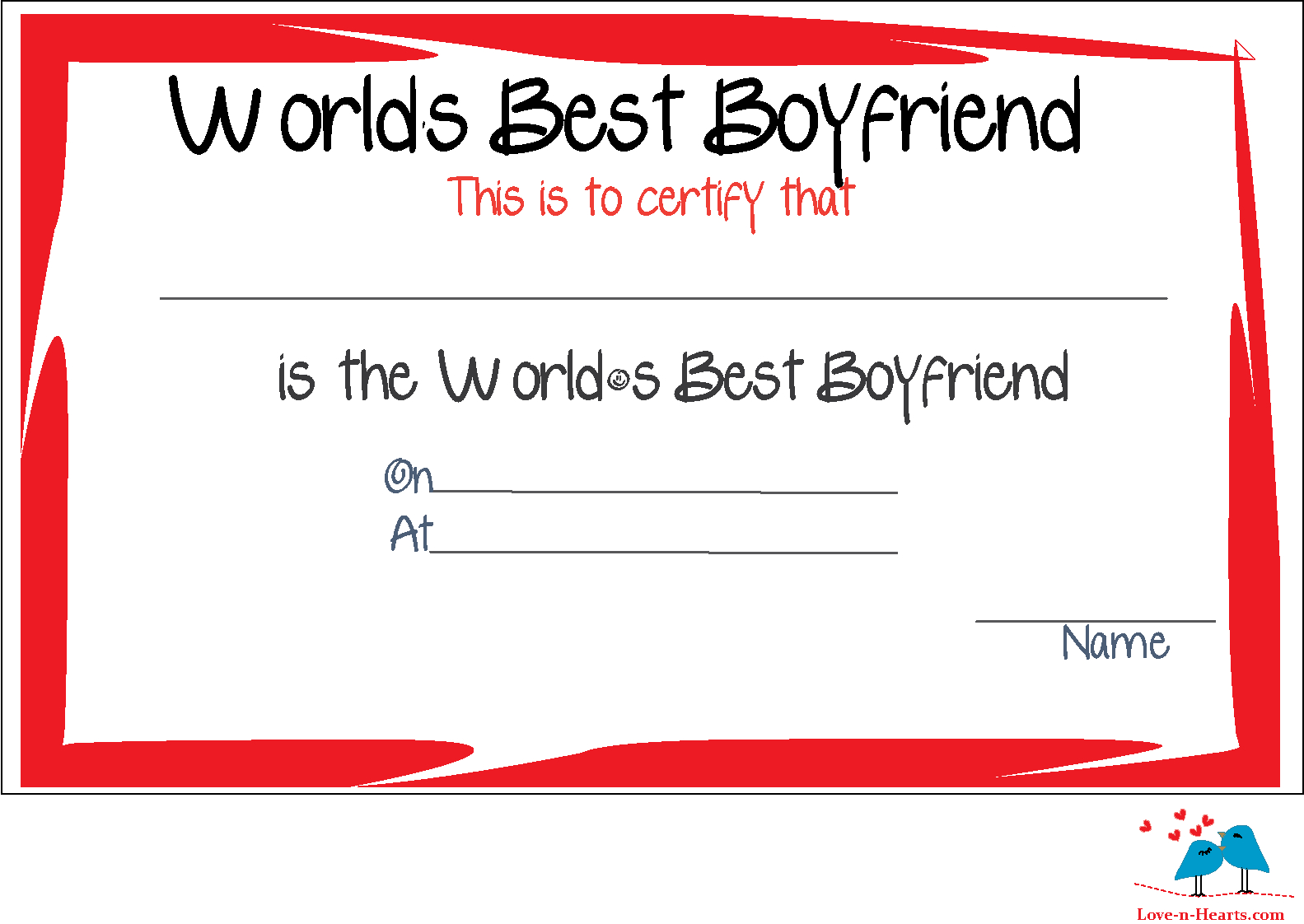 Free Printable World's Best Boyfriend Certificates Regarding Free Printable Funny Certificate Templates