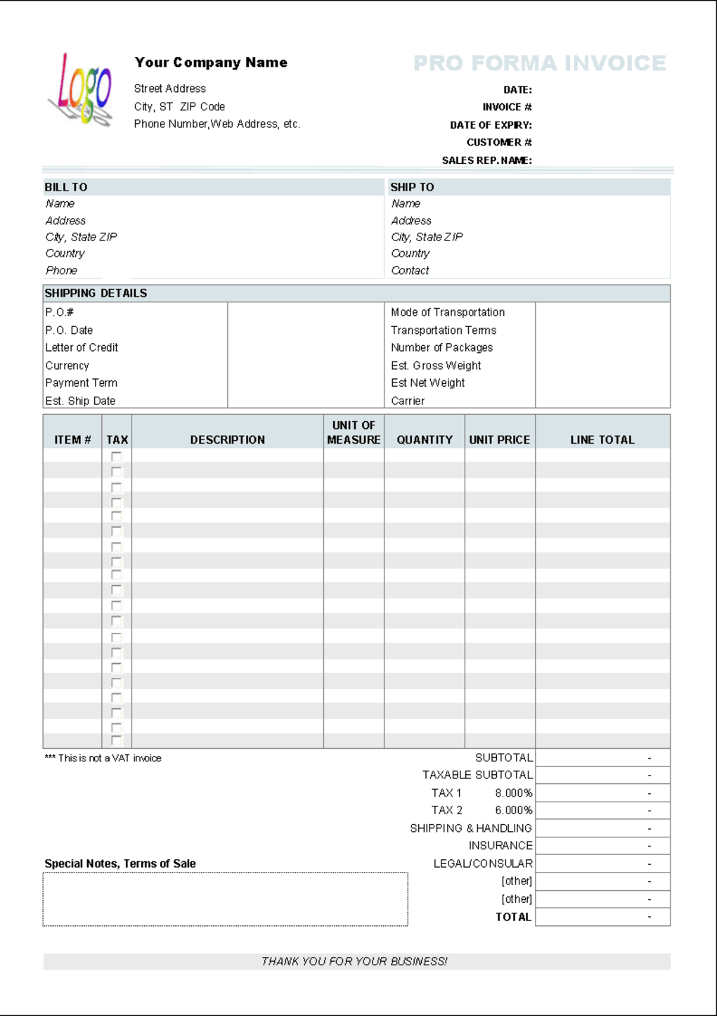 Free Proforma Invoice Template – Download With Free Proforma Invoice Template Word