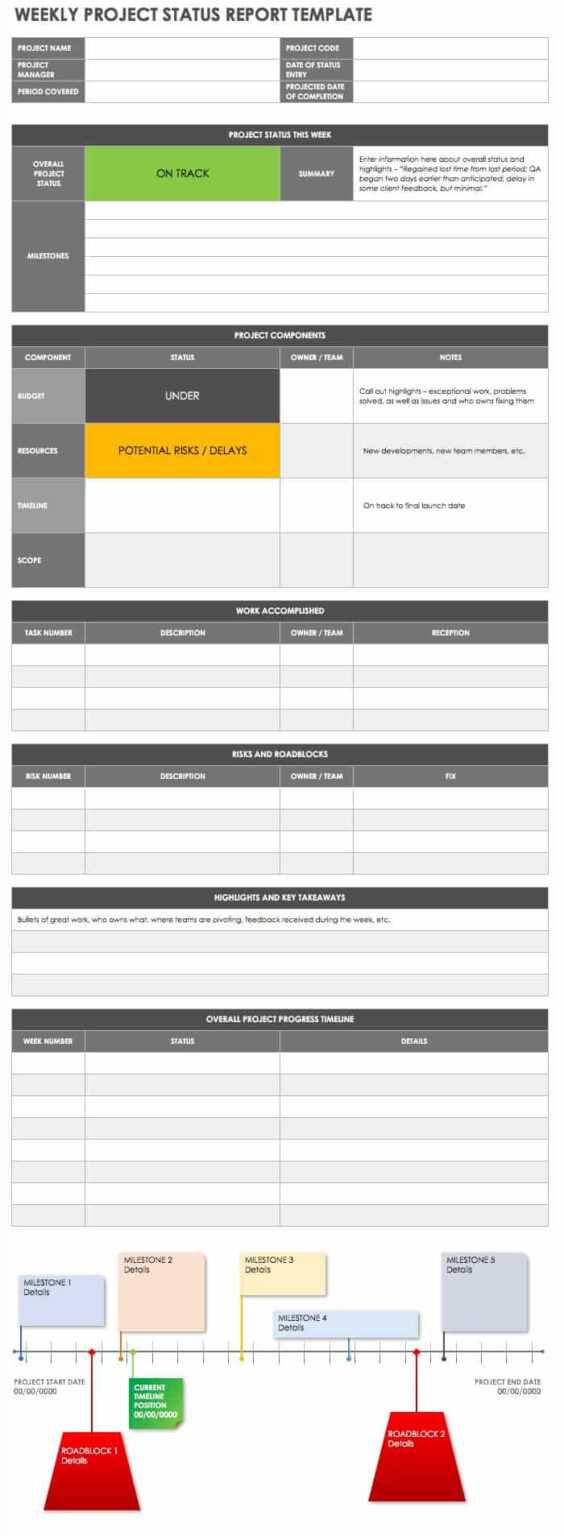 One Page Status Report Template