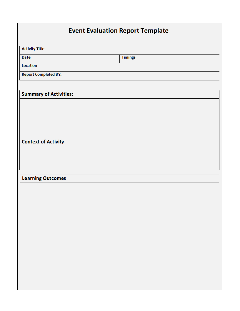 Free Report Template Inside Post Event Evaluation Report Template
