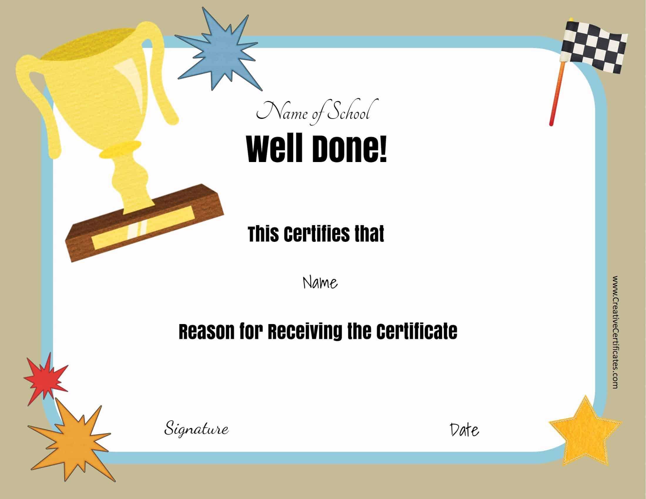 Free School Certificates & Awards For Star Of The Week Certificate Template