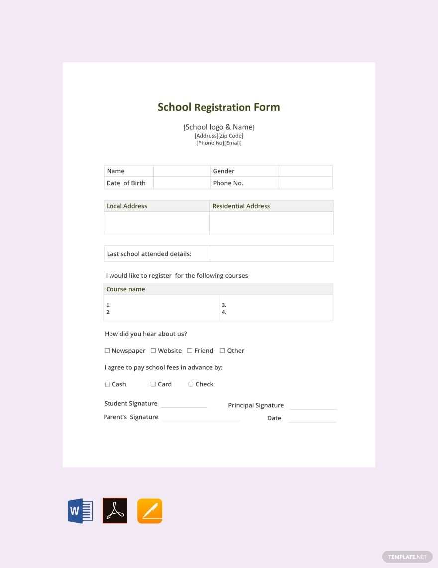 Free School Registration Form In 2019 | Registration Form Pertaining To School Registration Form Template Word