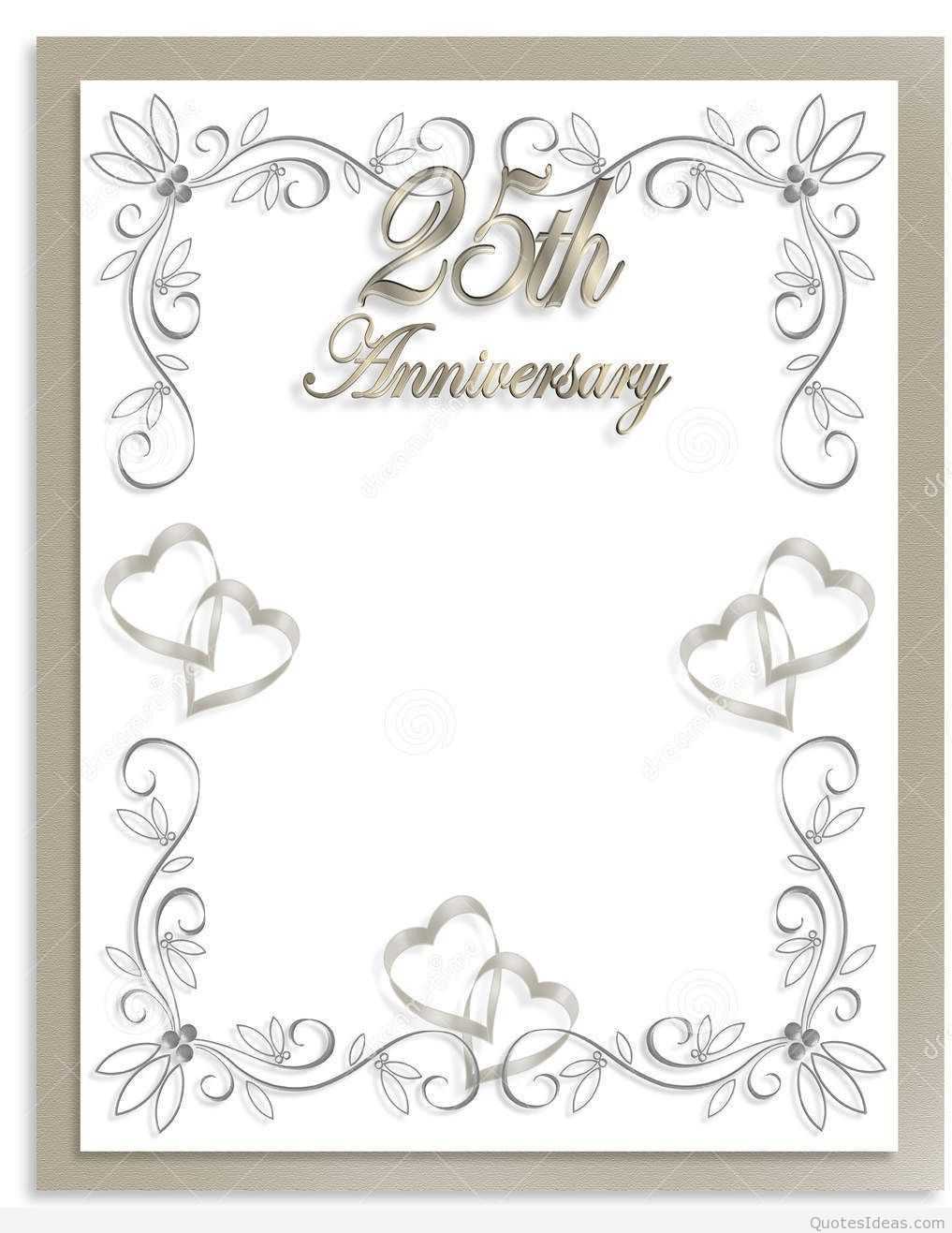 Free Silver Wedding Anniversary Invitations Templates Intended For Template For Anniversary Card