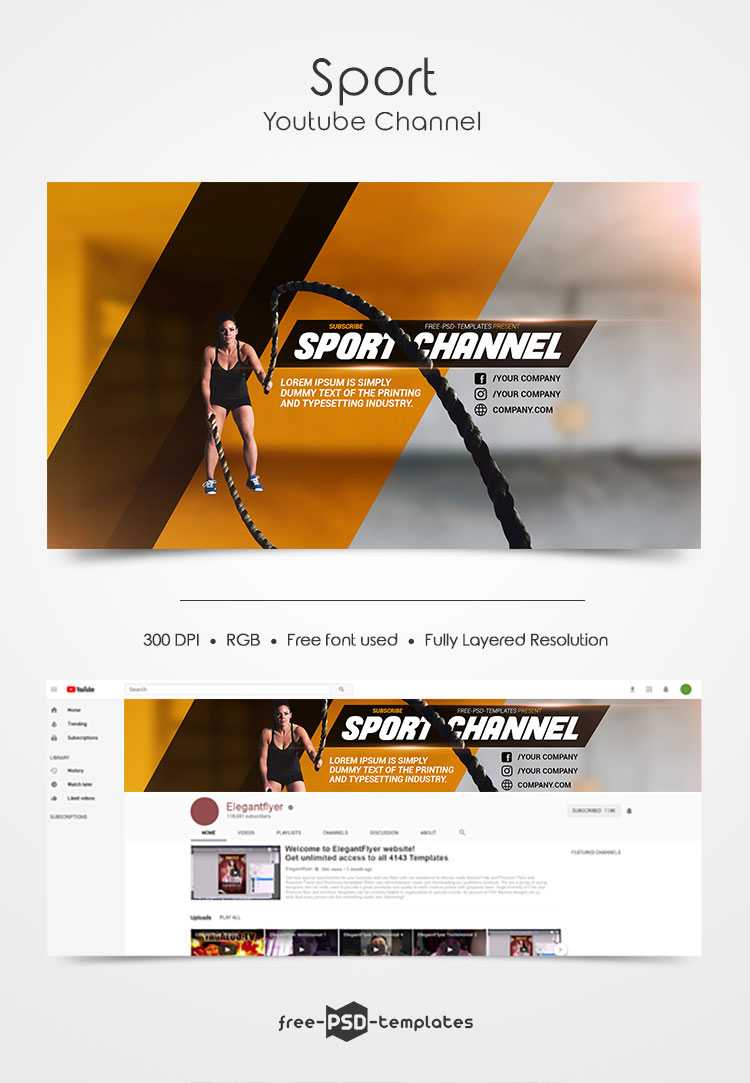 Free Sport Youtube Channel Banner | Free Psd Templates Intended For Sports Banner Templates