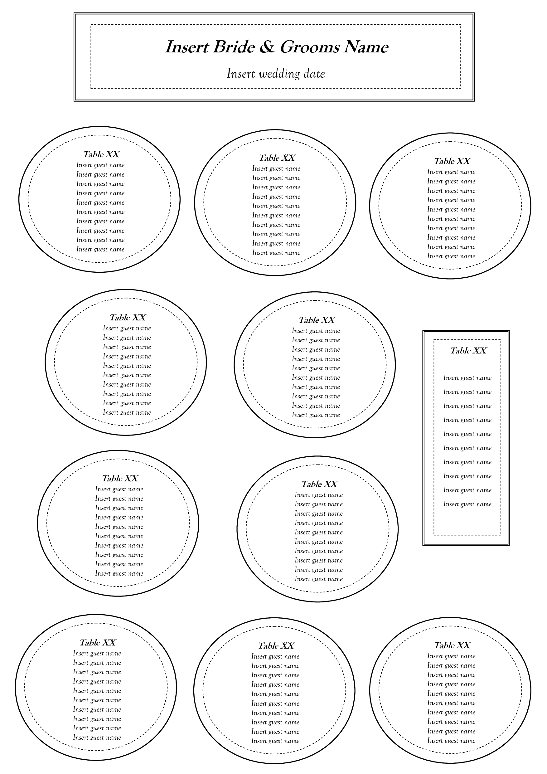 Free Table Seating Chart Template In 2019 | Seating Chart With Regard To Wedding Seating Chart Template Word