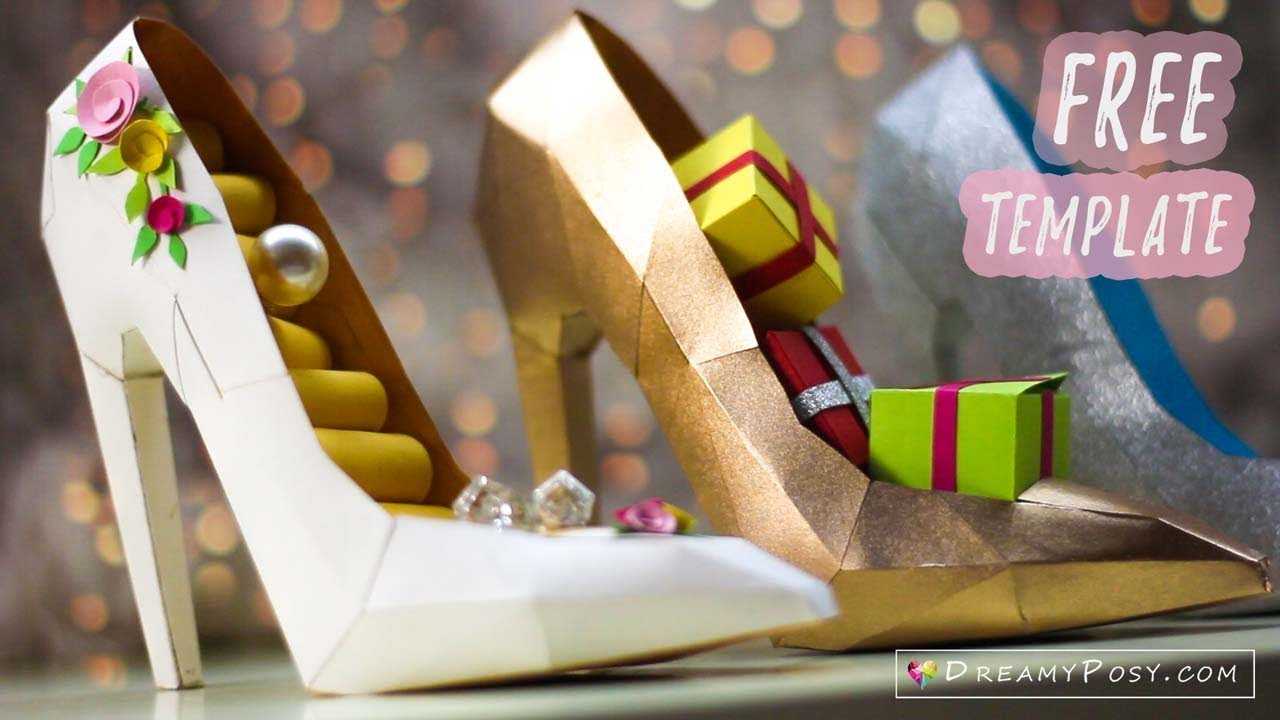 Free Template: How To Make Paper 3D High Heel Shoe For High Heel Shoe Template For Card