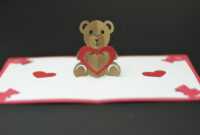 Free Valentines Day Pop Up Card Templates. Teddy Bear Pop Up for Teddy Bear Pop Up Card Template Free