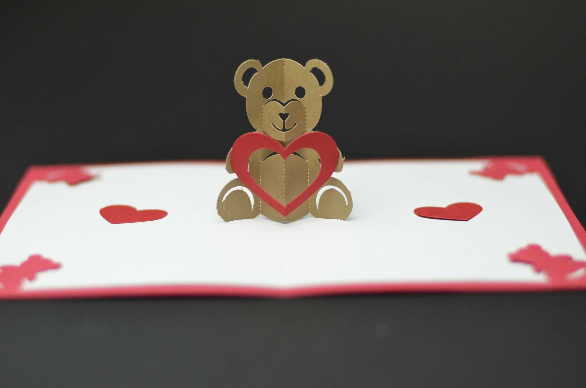 Free Valentines Day Pop Up Card Templates. Teddy Bear Pop Up For Teddy Bear Pop Up Card Template Free