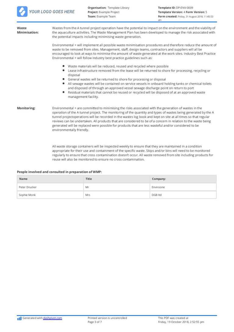 Free Waste Management Plan For Construction Site (Customisable) For ...