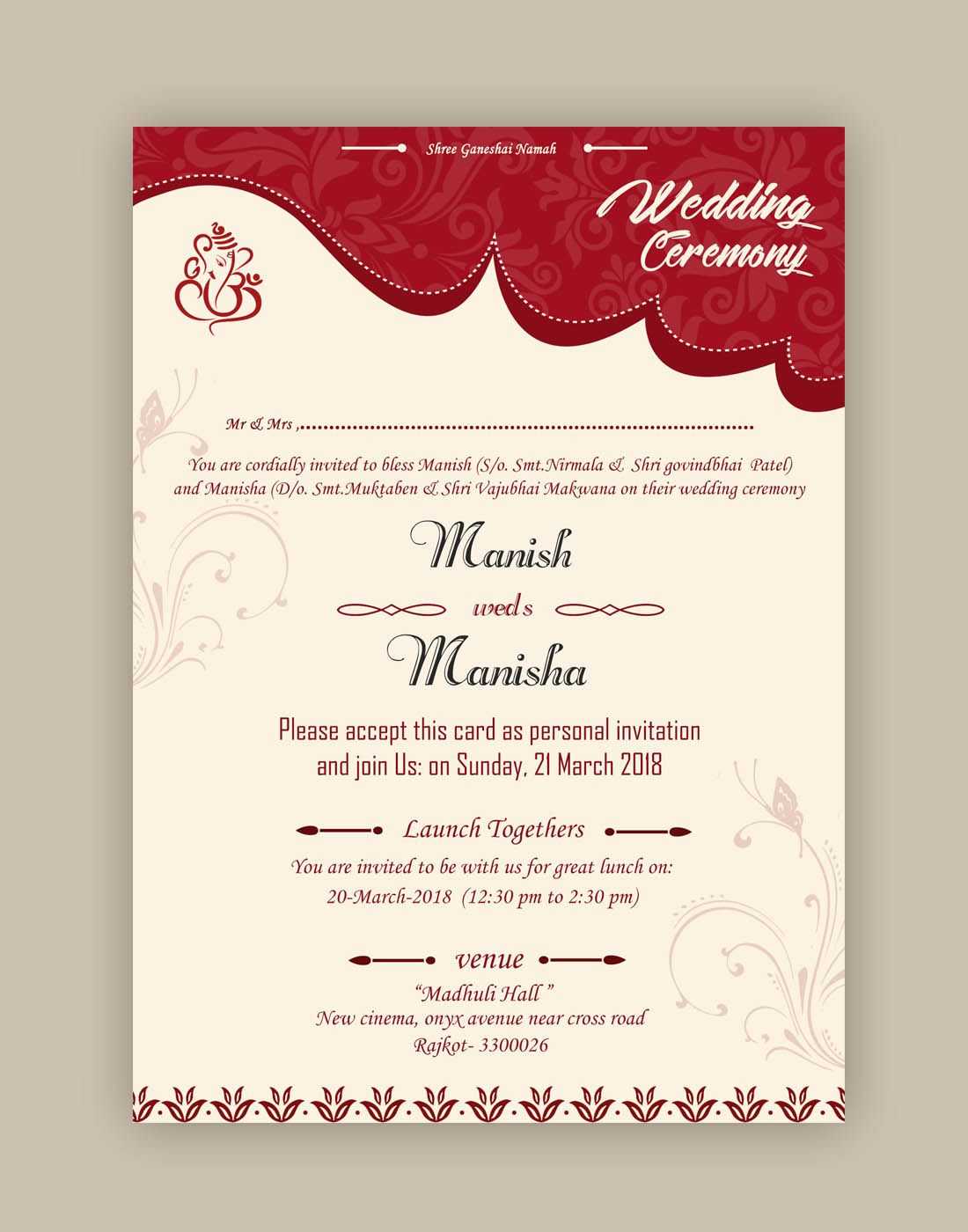 Free Wedding Card Psd Templates In 2019 | Free Wedding Cards With Indian Wedding Cards Design Templates