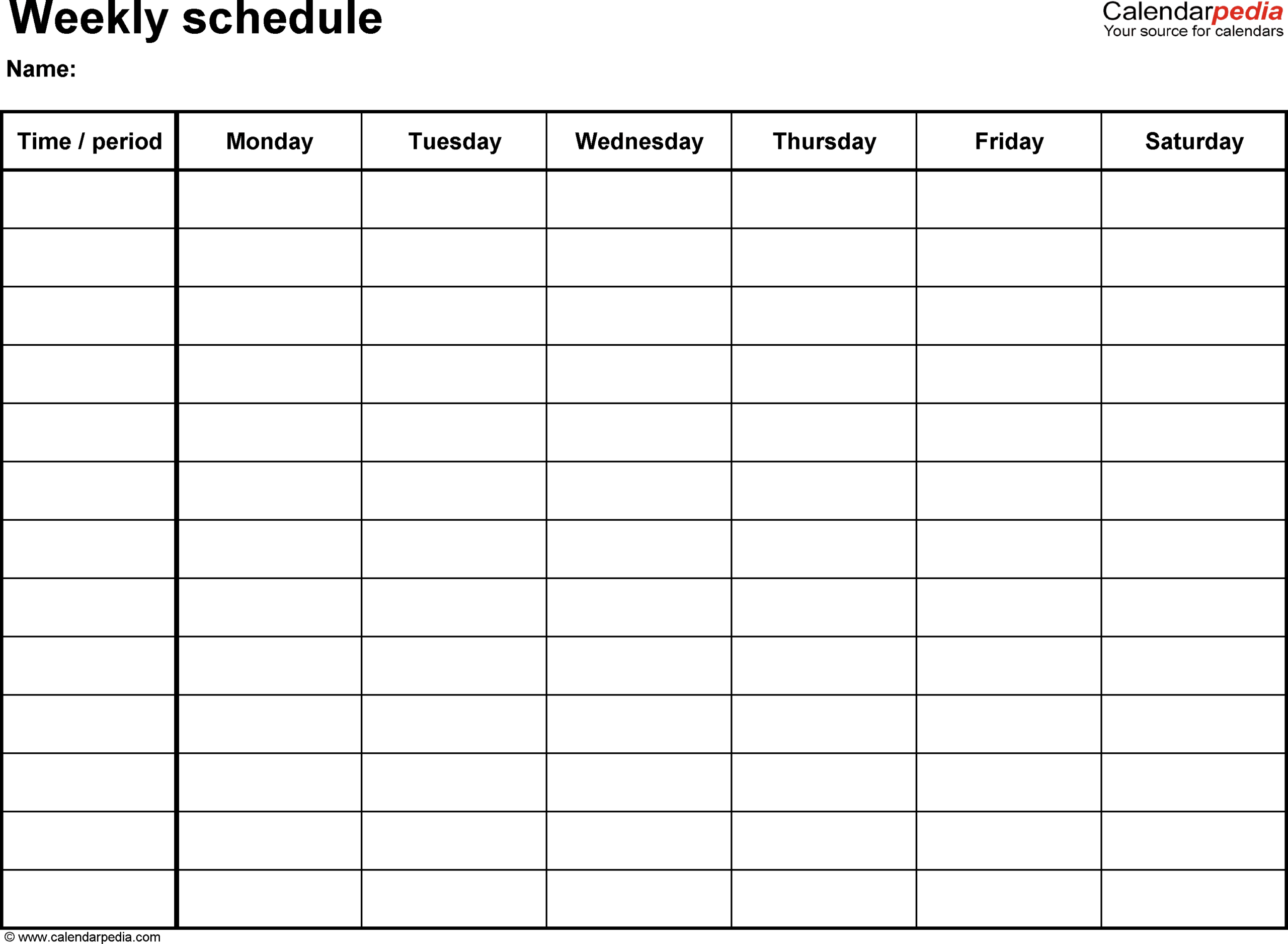 Free Weekly Schedule Templates For Excel – 18 Templates With Regard To Blank Monthly Work Schedule Template