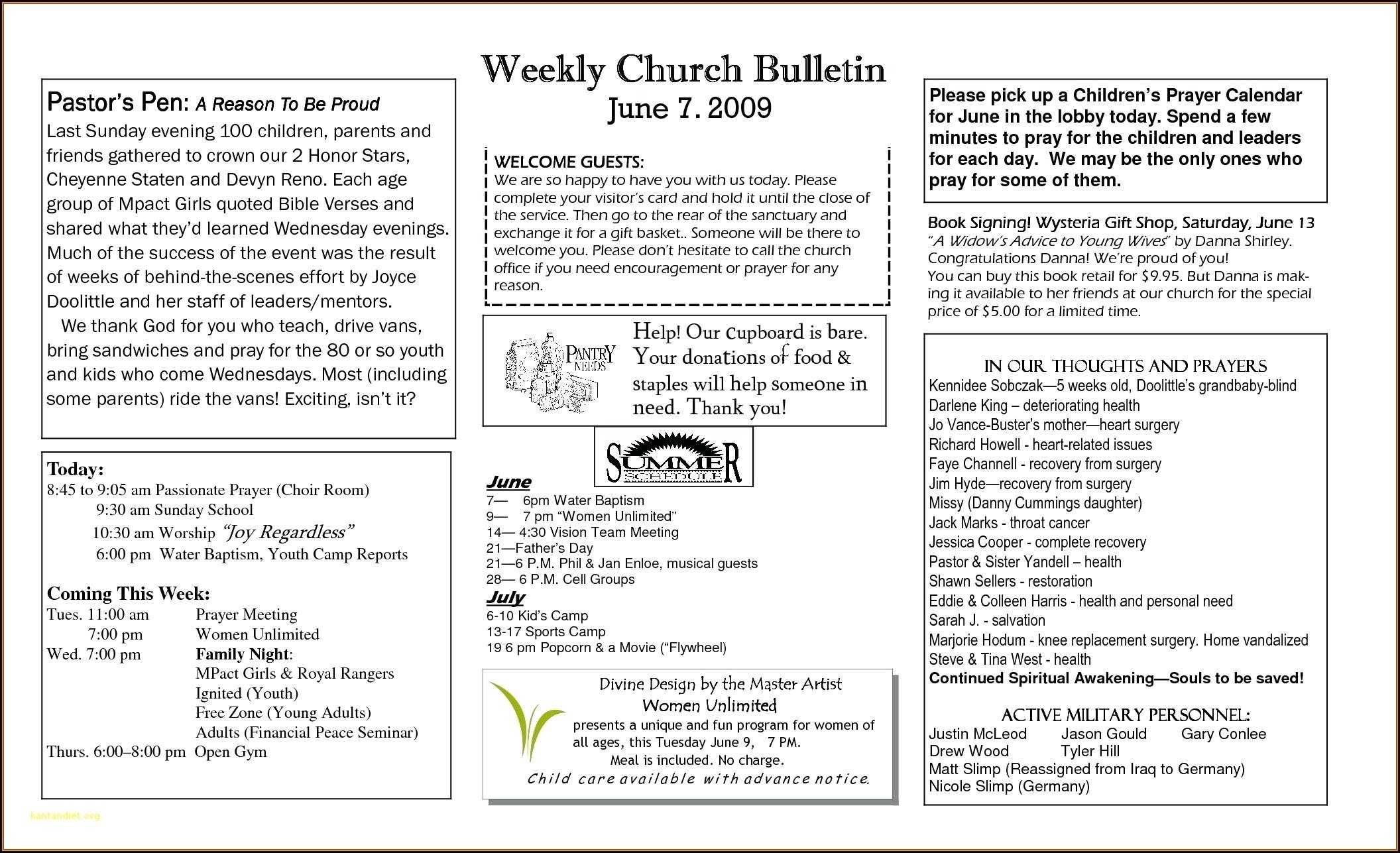 Free Word Templates For Church Programs Bulletin Template For Church Program Templates Word