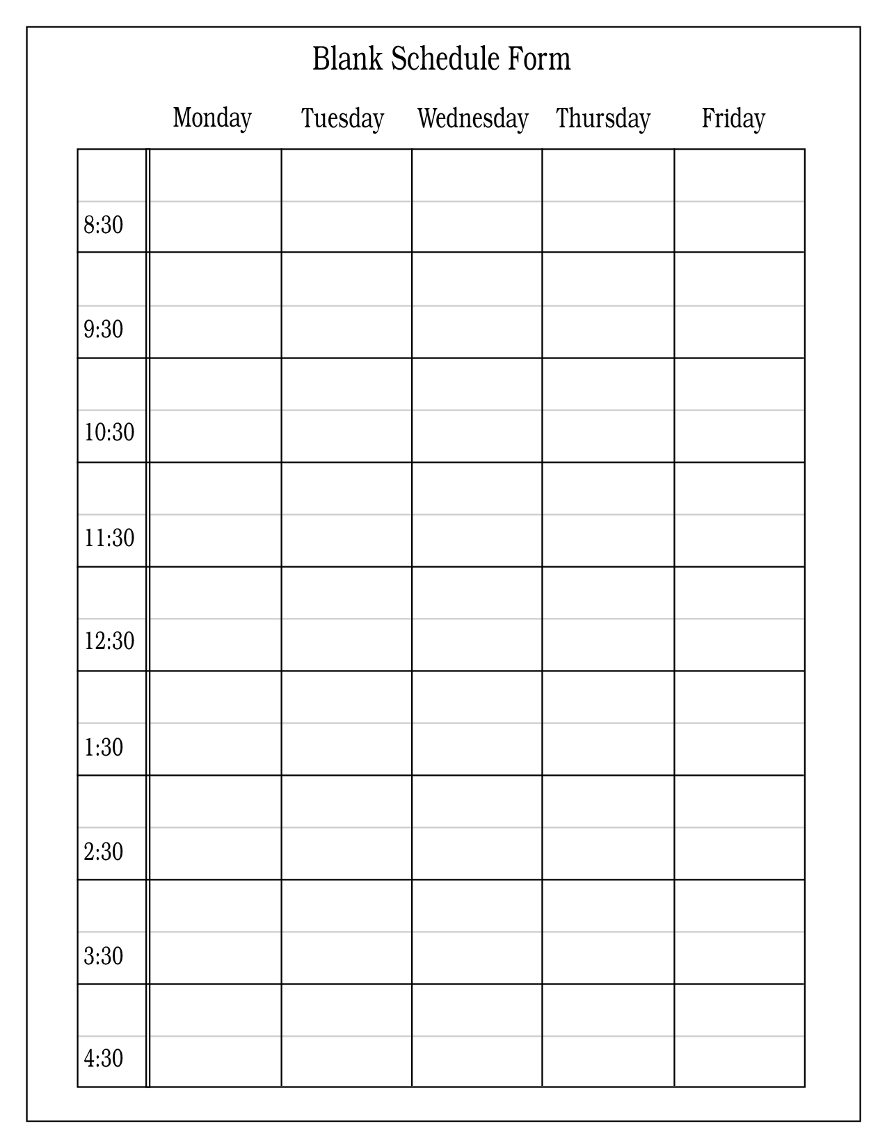 Free+Blank+Daily+Schedule+Form | Daily Schedule Template Pertaining To Printable Blank Daily Schedule Template