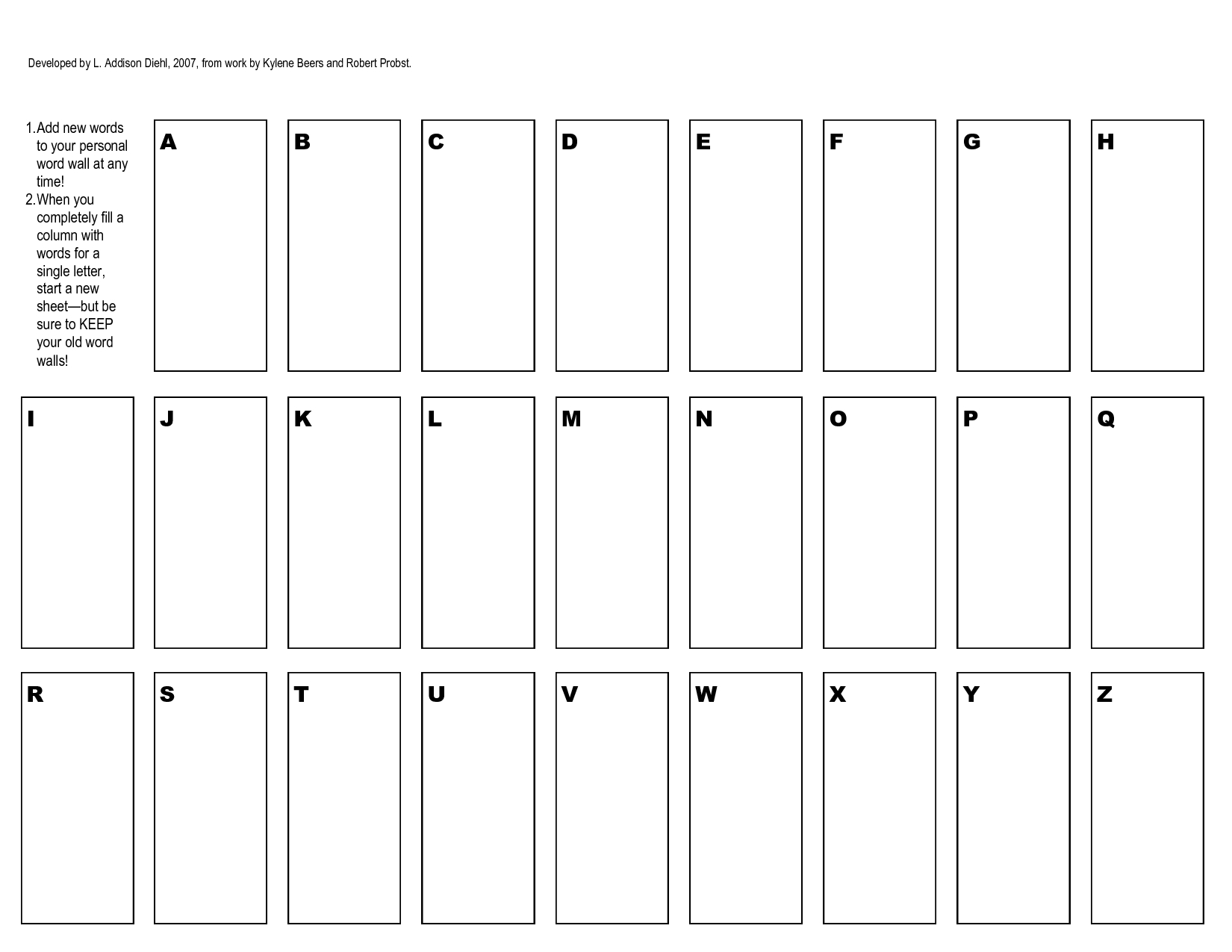 Free+Printable+Word+Wall+Templates | 2Nd Grade Spelling With Personal Word Wall Template