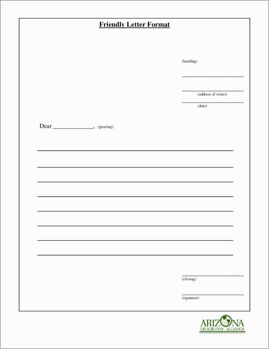 Friendly Letter Template 2Nd Grade Writing A Printable Pertaining To Blank Letter Writing Template For Kids