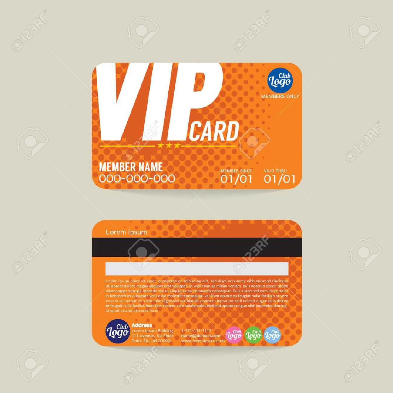 Front And Back Vip Member Card Template Vector Illustration Throughout Membership Card Template Free