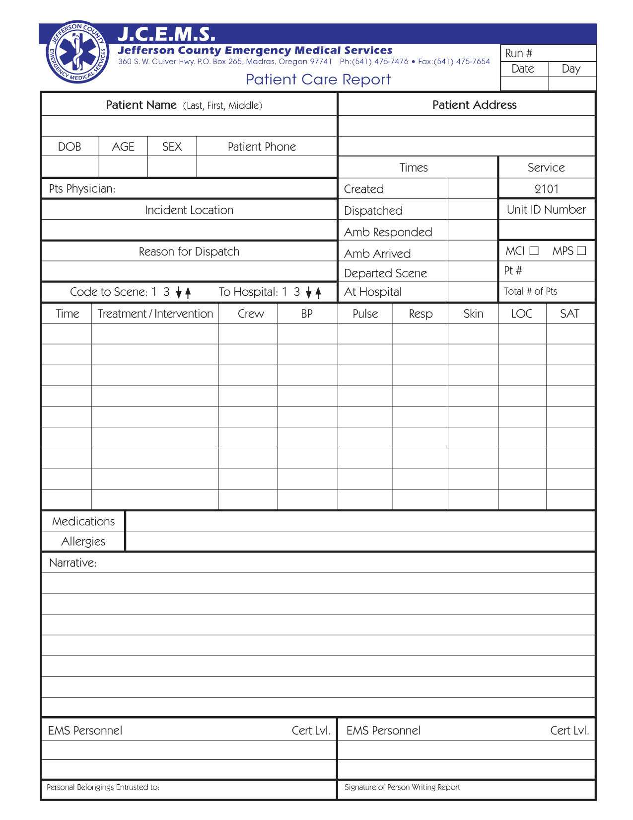 full-page-pcr-formal-form-100-pak-within-patient-care-report-template