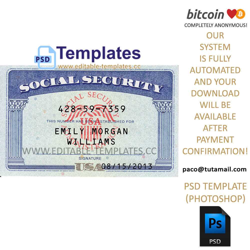 Fully Editable Ssn Usa Psd Template Pertaining To Social Security Card Template Photoshop