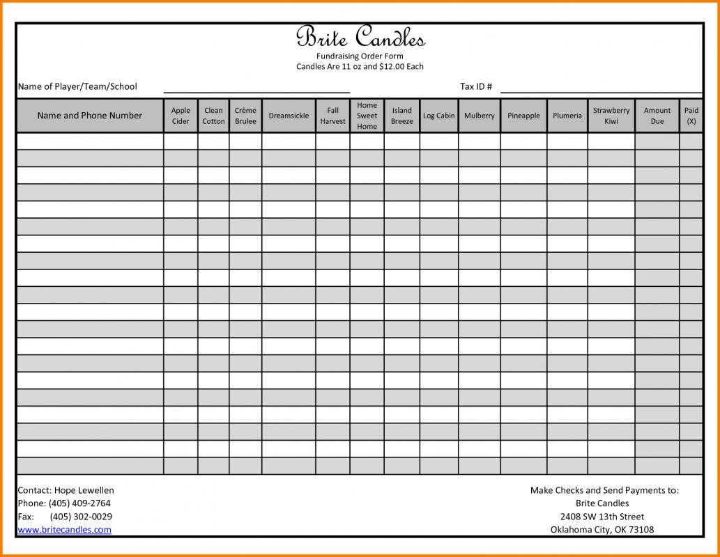 Fundraiser Order Form | Template Business In Blank Fundraiser Order Form Template