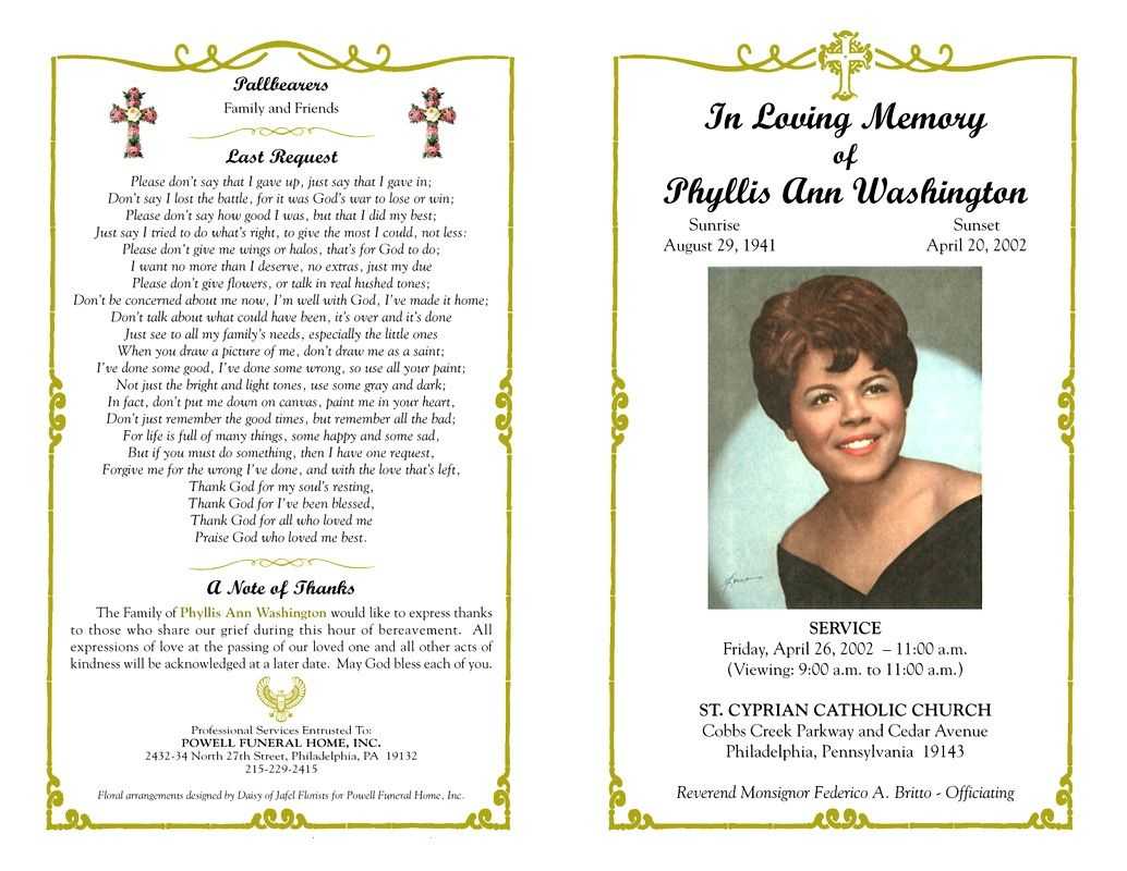 Funeral Program Template Sample Free Loving Memory Templates Inside Free Obituary Template For Microsoft Word