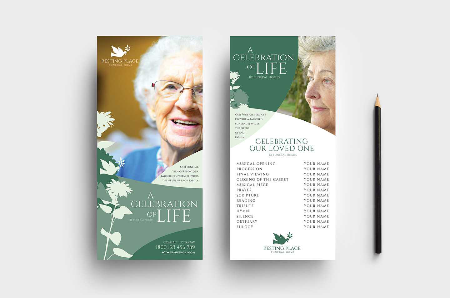 Funeral Service Dl Card Template – Psd, Ai & Vector – Brandpacks For Memorial Brochure Template