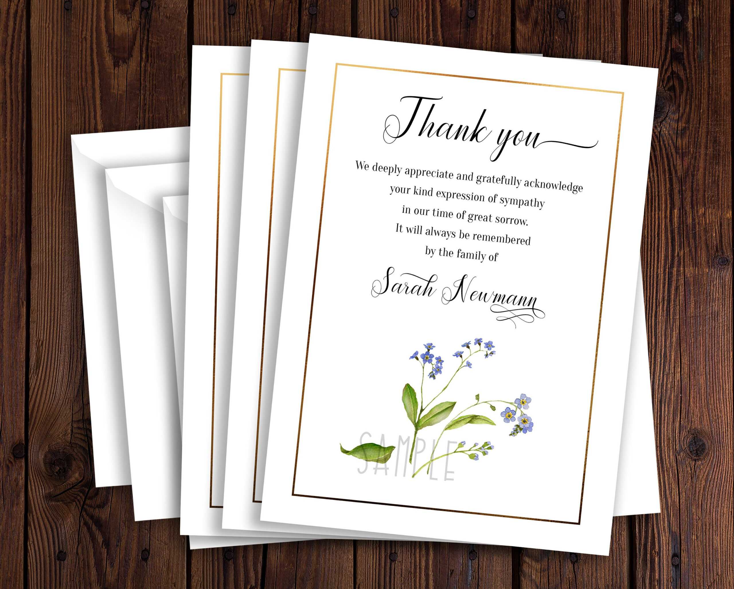 Funeral Thank You Card Template, Sympathy Acknowledgement In Sympathy Thank You Card Template