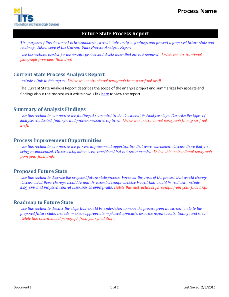 Future State Process Report Template For Improvement Report Template