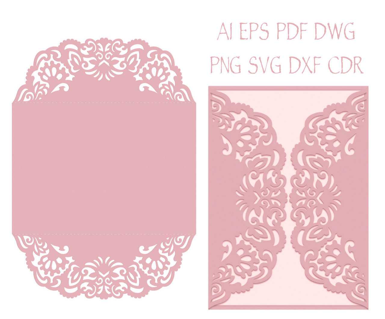 Gate Fold Wedding Invitation Laser Cut Card Template Throughout Silhouette Cameo Card Templates