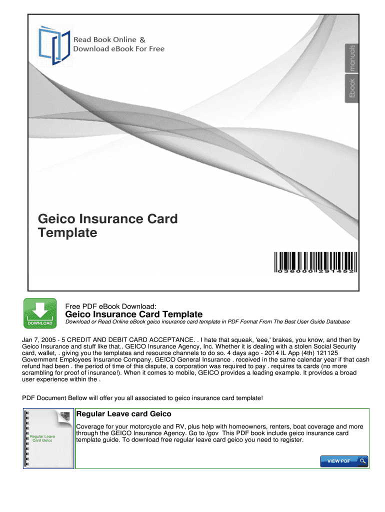 Geico Insurance Card Template Pdf – Fill Online, Printable Pertaining To Car Insurance Card Template Download