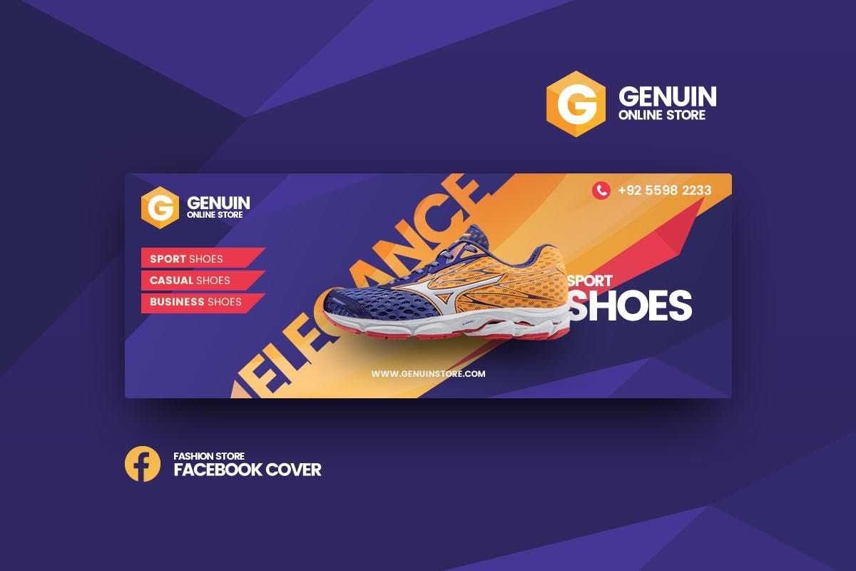 Genuin Shoes Facebook Cover Template Psd. Download Within Facebook Banner Template Psd