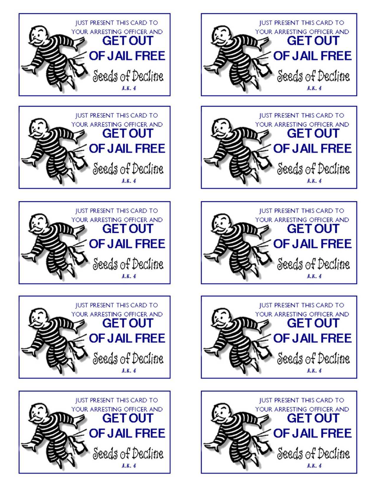 Get Out Of Jail Free" Photographic Printdiabolical For Get Out Of Jail Free Card Template