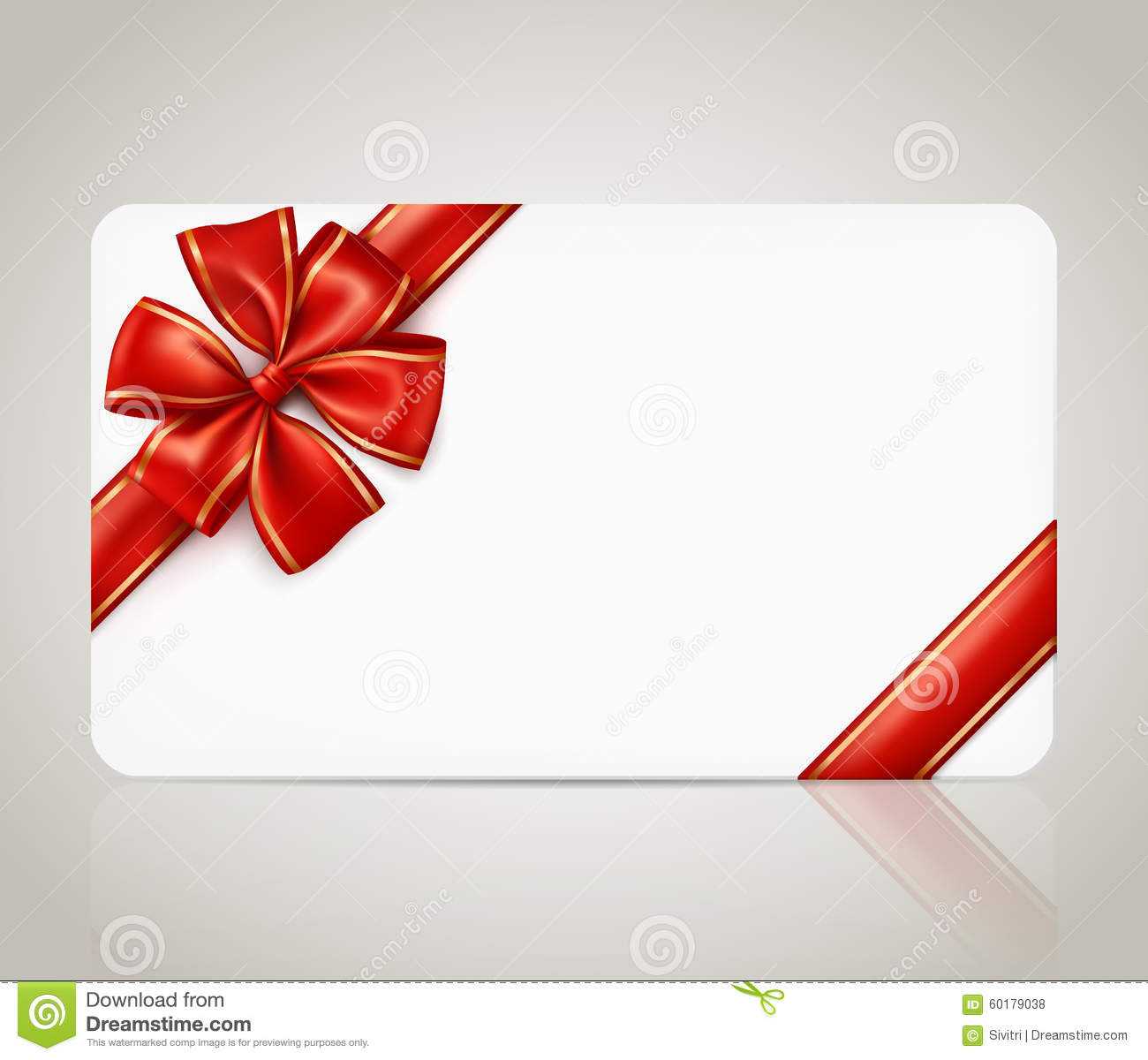 Gift Card With Red Ribbon Bow Stock Vector – Illustration Of Regarding Present Card Template