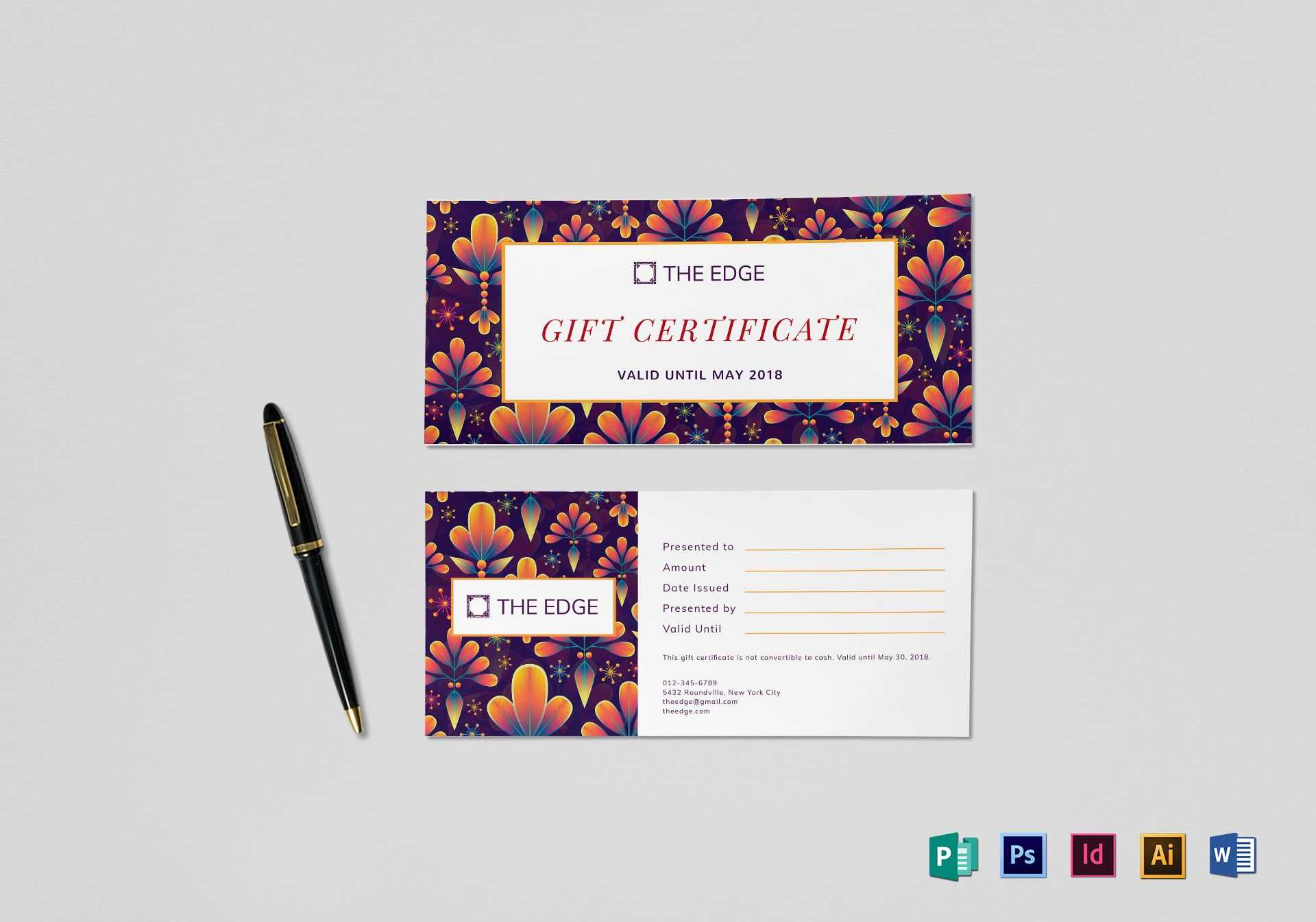 Gift Certificate Template For Gift Certificate Template Publisher