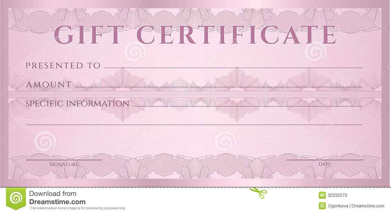 Gift Certificate (Voucher, Coupon) Template Stock Vector Within Pink Gift Certificate Template