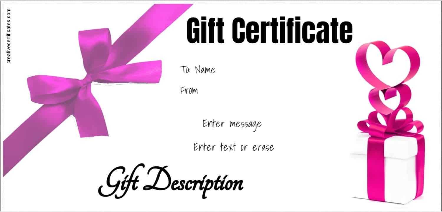 Gift Certificate With White Background And Pink Ribbons In In Pink Gift Certificate Template