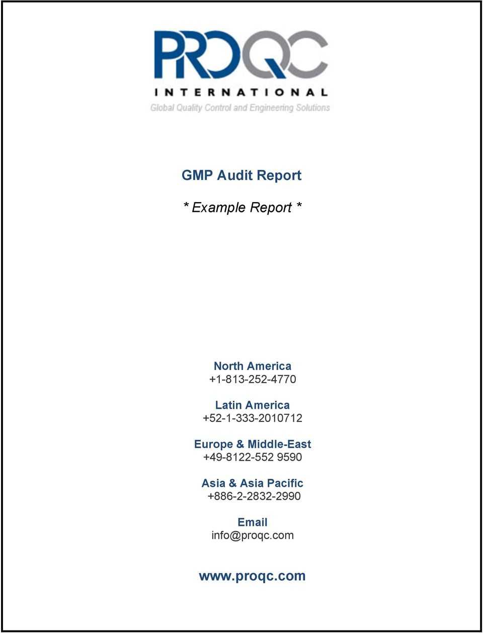 Gmp Audit Report. * Example Report * – Pdf Within Gmp Audit Report Template