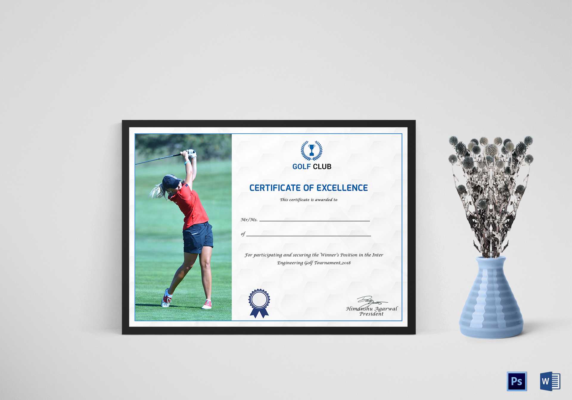 Golf Excellence Certificate Template In Golf Certificate Templates For Word